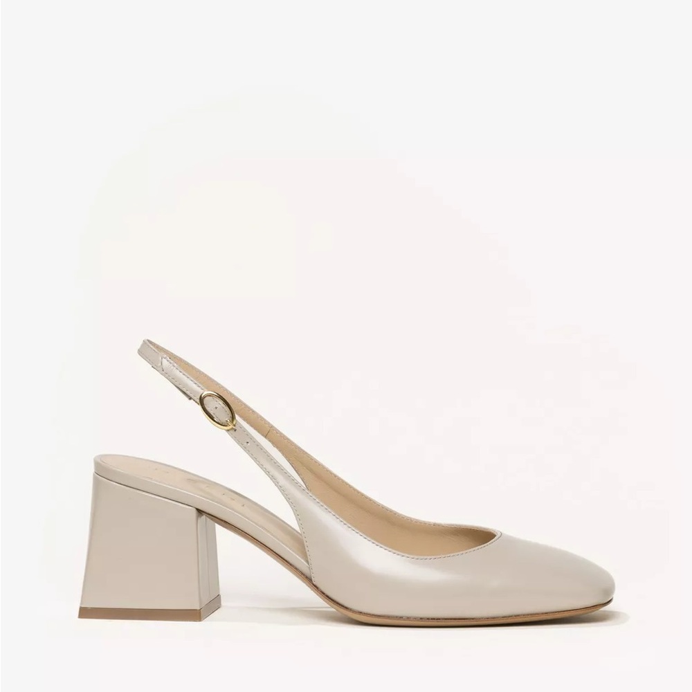 Women's Slingback Block Heel Pumps in Cream